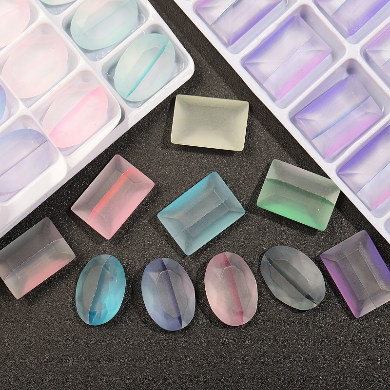 10*14 matte through diamond gradient laser pointed bottom diamond nail jewelry