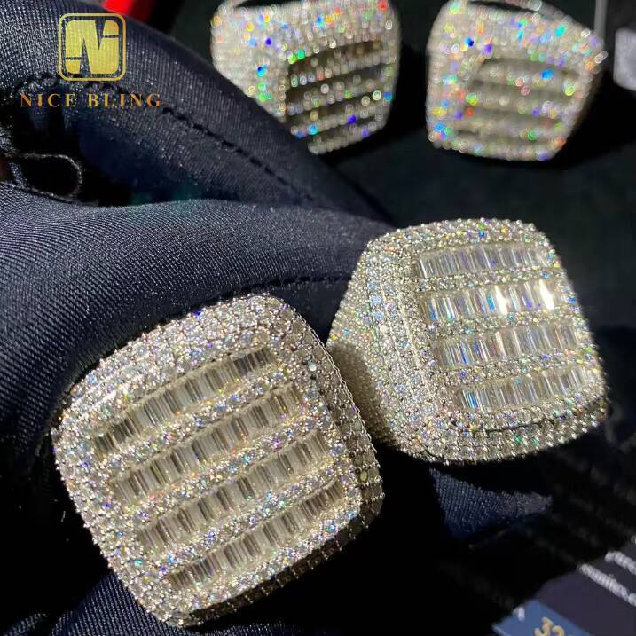 Fashion Ring Baguette Hip Hop Style Iced Out VVS Moissanite Jewelry Custom 925 Sterling Silver Diamond Rings Men Women