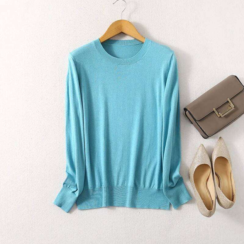Designer Clothing 2025 Suyadream Woman Basic Silk And Cashmere Blend O Neck Pullovers Solid Sweaters 2024 Fall Winter Bottoming Shirts