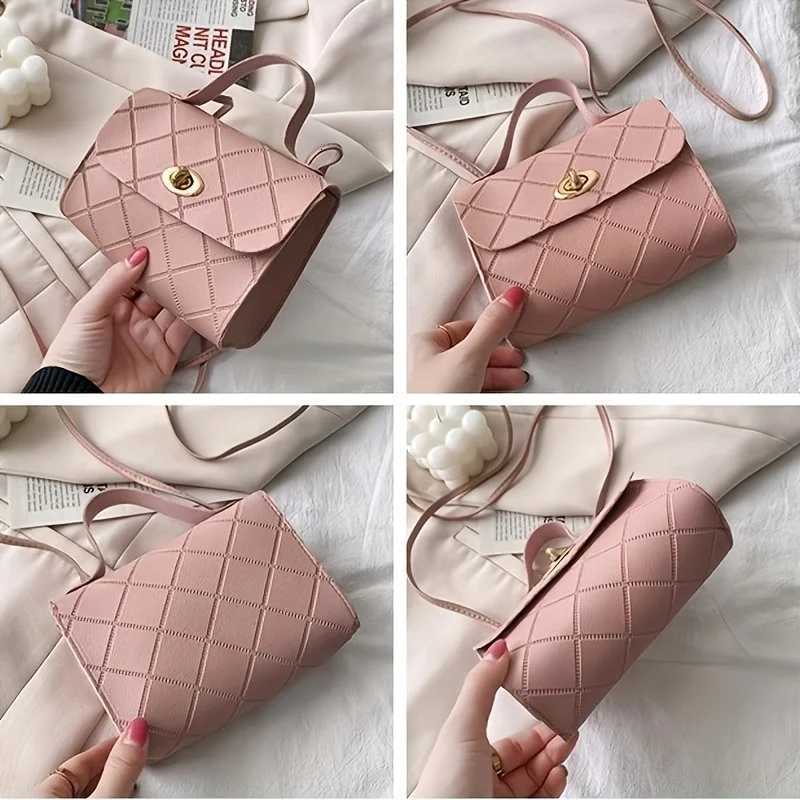 Korean Style Diamond Quilted Square Bag for Women Trendy Top Handle Crossbody Bag Chain Underarm Purse Shoulder Bag Y250730