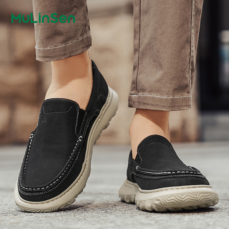 Mulinsen men's shoes breathable cloth shoes men's spring and summer casual leather shoes driving shoes mesh slip-on thin trendy shoes