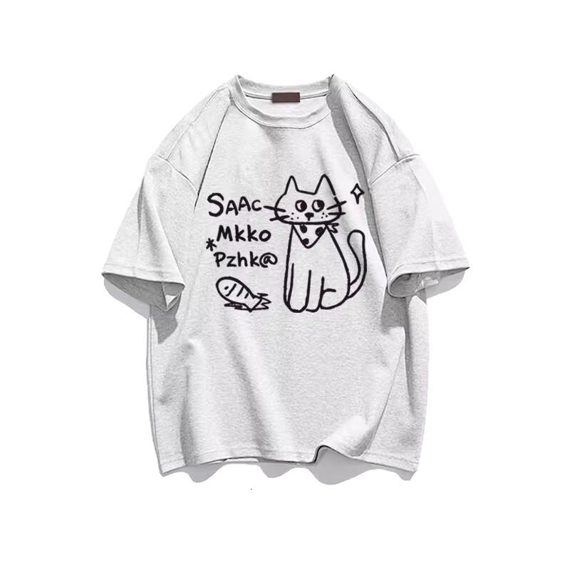 2025 American retro pure cotton short sleeved women's T-shirt summer new item Niche loose oversized top fashionable Ins style new designer T-shir