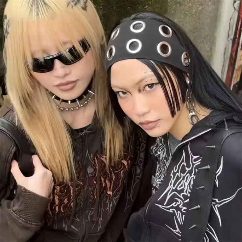 Punk Girl Hollowed Out Eyelets Wide Elastic Headband Stretchy Metal Rock Steampunk for Sports Headbands Hair Accessories 250716