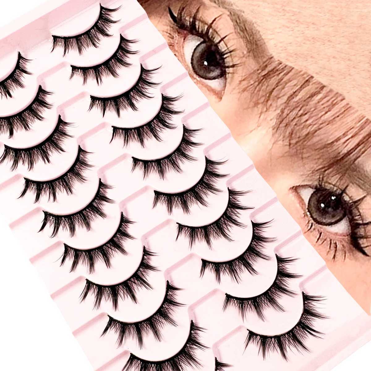 Natural Look False Eyelashes Anime Wispy Fluffy Spiky 3D Volume Eyelashes Pack Korean Japanese Asian Cosplay 10 Pairs Z250730
