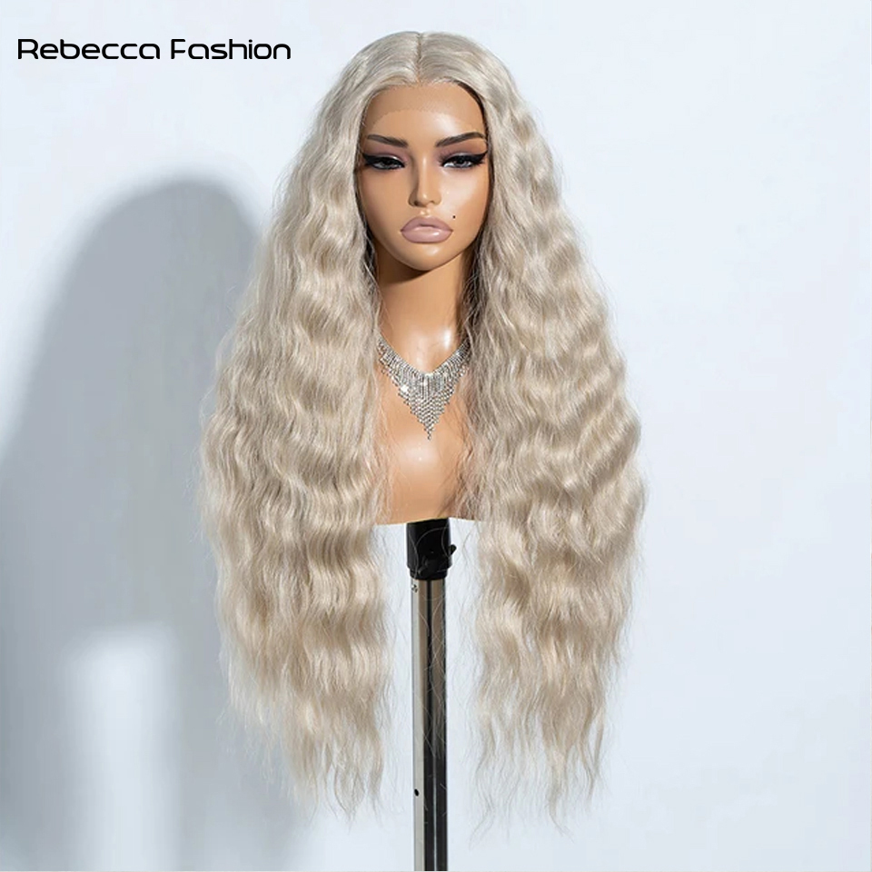 Rebecca Fashion Hair Synthetic Lace Front Wig Long Deep Wavy 30 Inch Ombre Blonde Ginger Lace Wigs For Black Women Heat Resistant Cosplay Wigs