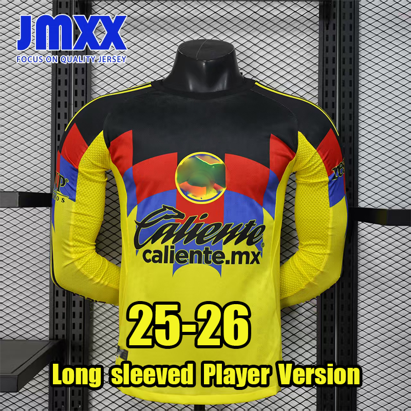 JMXX 25-26 Club America Soccer Jersey Long Sleeve Player Version Home Away Third GK Pre Match Training Mens Uniforms Man Jerseys Football Shirt 2025 2026