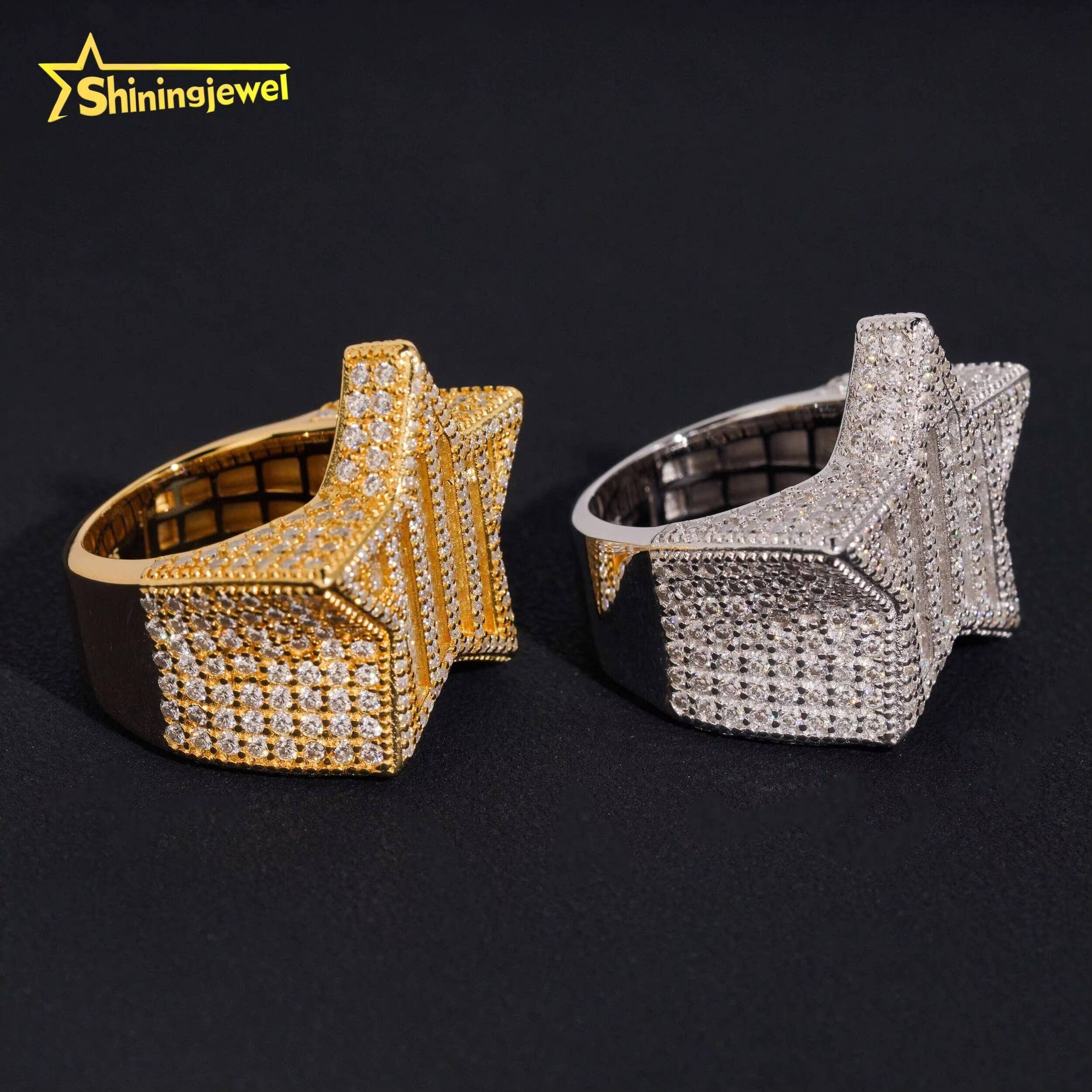 Pass Diamond Tester 925 Sterling Silver VVS Moissanite Hip Hop Iced Out Custom Ring