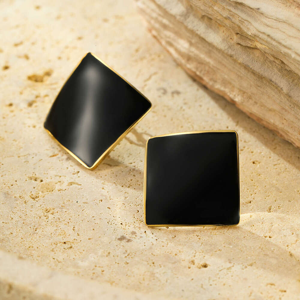 Geometric Square Stainless Niche Design Sense Light Titanium Steel Earrings