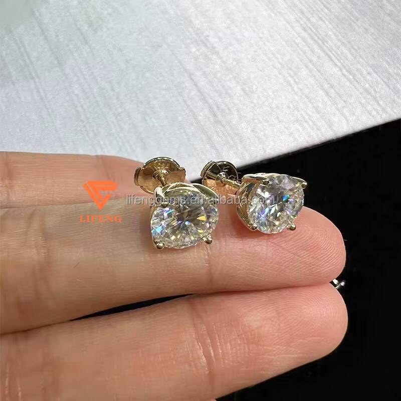 Classic 1ct Moissanite Stud Earrings 18K 14K 10K Silver Gold Number Shape/Pattern Diamond Jewelry