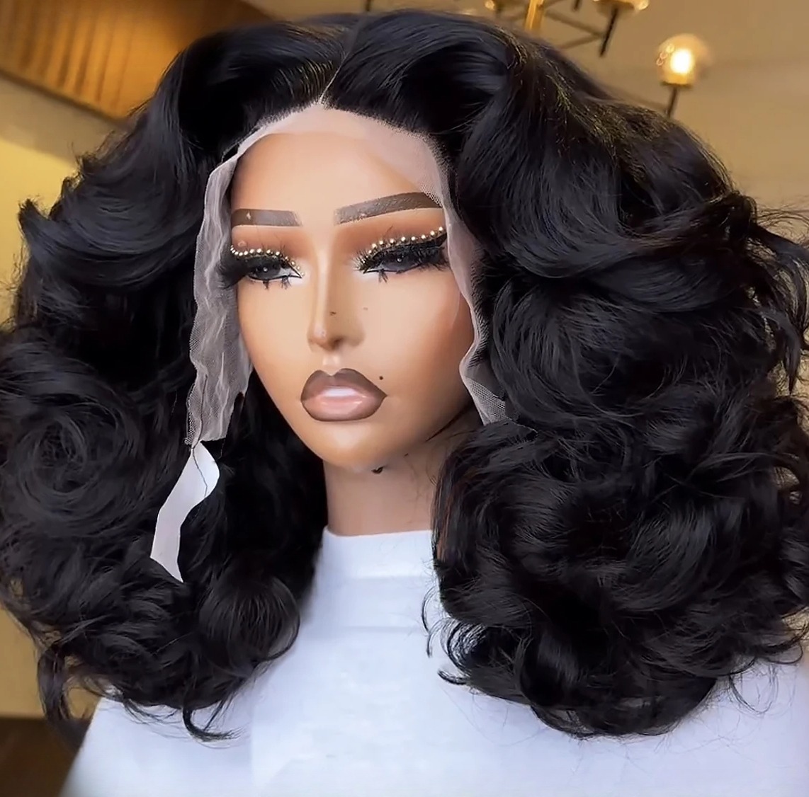 High Density Short Body Wave Loose Deep Wave 360 Hd Transparent Lace Full Frontal Wig Human Hair Brazilian Synthetic Wigs Preplucked For Women