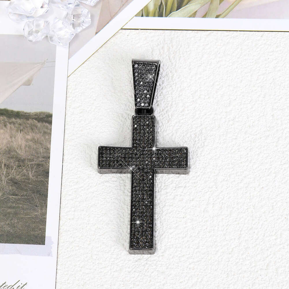 Hot Selling Hip-Hop Rap Trendy Exaggerated Personality Full Dia Cross Alloy Multi-Color Necklace Pendant