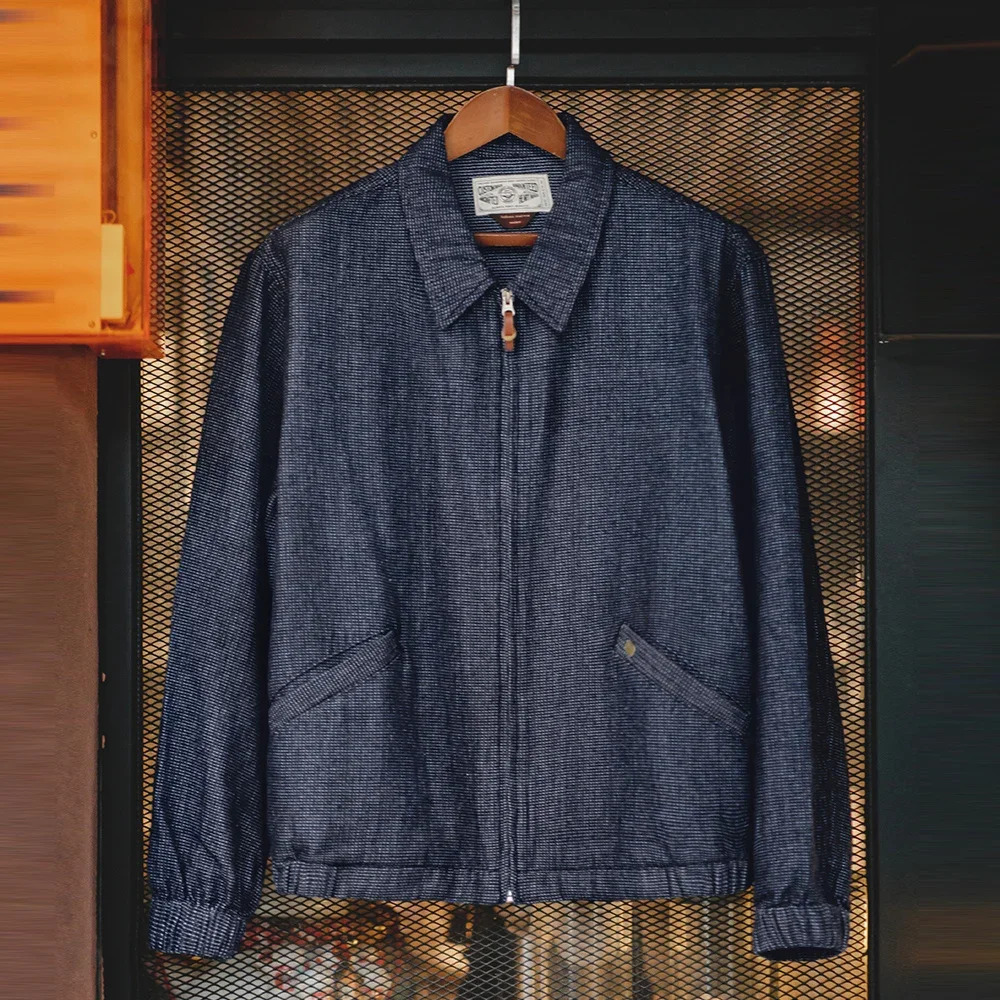 Maden Vintage Denim Jacket Loose Fit Lapel Zipper for Mens Spring and Autumn Fashion Short Blue Versatile Coats 250730