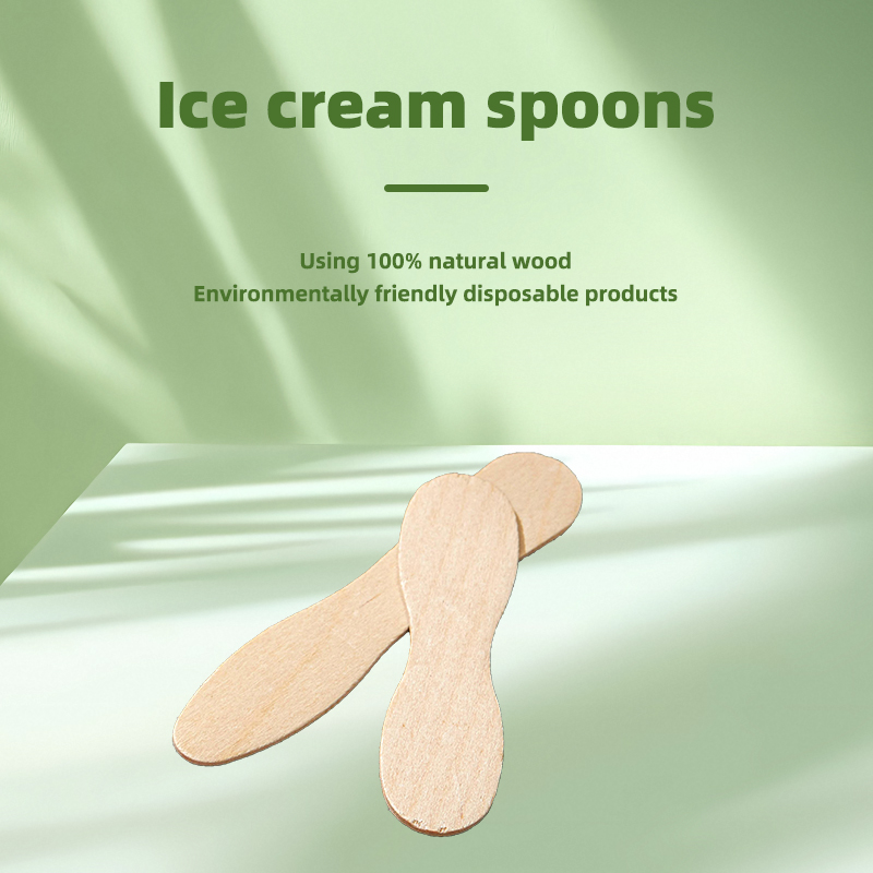 Single-use Frozen Popsicle Spoons for Ice Cream & Yogurt natural wood-Separately packaged