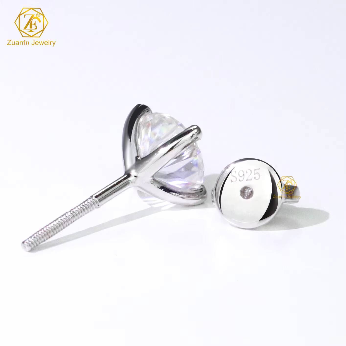 Hot Selling 925 Sterling Silver 6.5MM 1CT 4-Prongs Screw Back D VVS1 Moissanite Diamond Stud Earrings for Weddings Parties Gifts