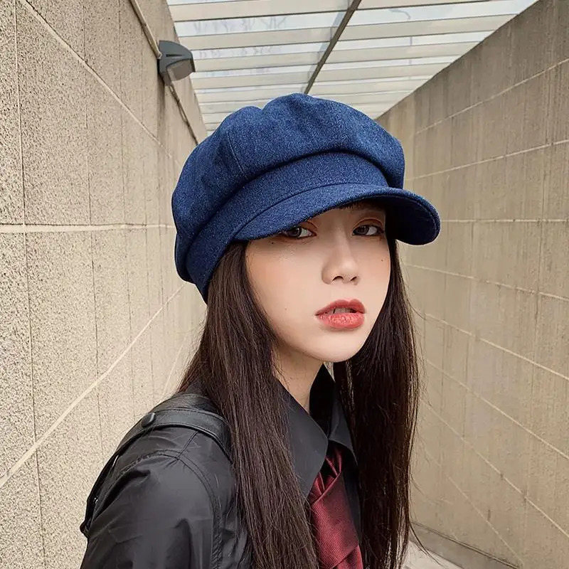 Octagonal Hats Summer Denim Beret Hat Cowboy Cap sboy Gatsby Cap Octagonal Baker ed Beret Driving Hats 250729