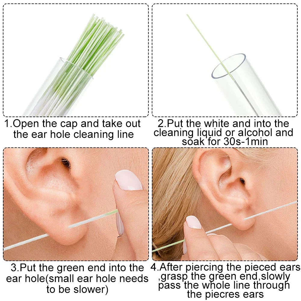 60cs Pierced Ear Cleaning Disposable Piercing Hole Cleaner Line Floss Dirt -Blocking Ear Line Makeup Aftercare Tools 250726