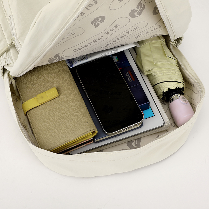 Colorful Fox Korean Version Women's Nylon Backpack Student Large Capacity Simple Casual Lightweight Commuting ddmymoon