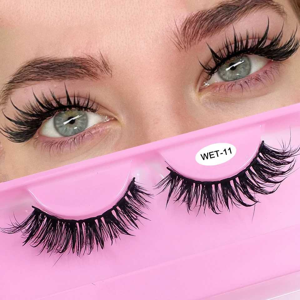 New Wet Spiky Lashes Makeup D Curl Russian Strip Fake Eyelashes Cosplay Natural Full Strip Lashes Supplies Z250730