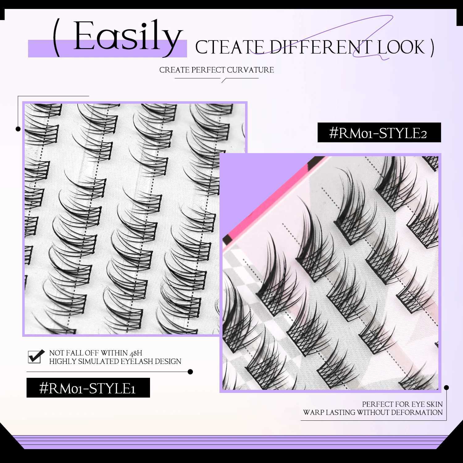 RNNEYA Natural DIY Cluster Lashes Book Mixed Tray Fake Lashes Soft Cross Natural Look Individual Eyelashes Extension Makeup Z250730