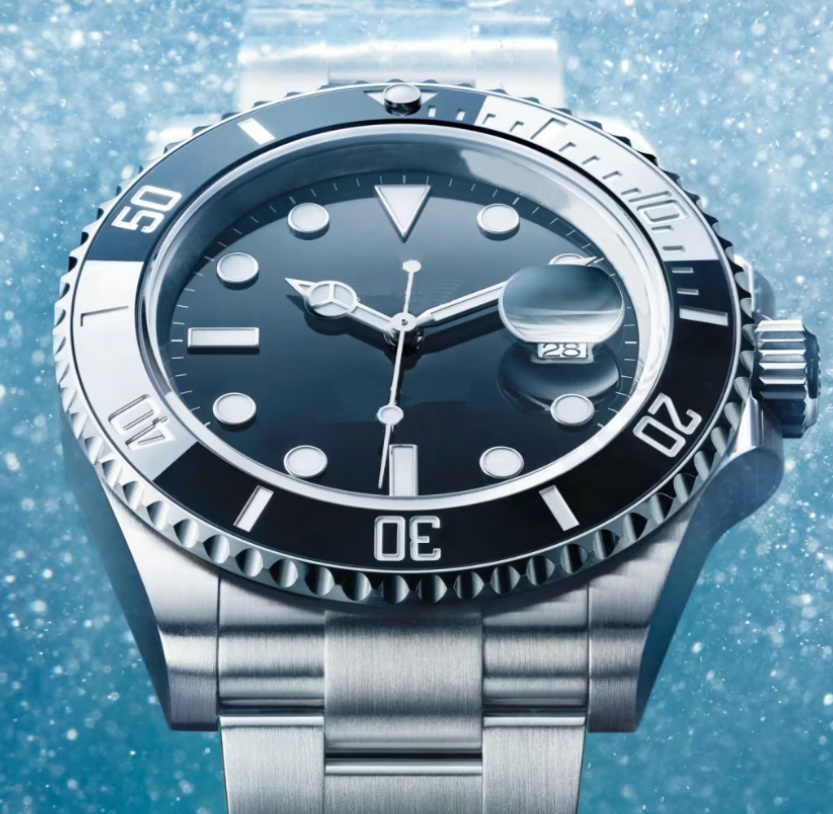 men's automatic mechanical ceramic watch, all stainless steel sliding buckle swimming watch, sapphire luminous 41mm watch