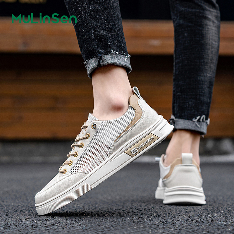 Mulinsen summer breathable men's shoes mesh hollow thin high-end slip-on lazy driving casual dad mesh shoes