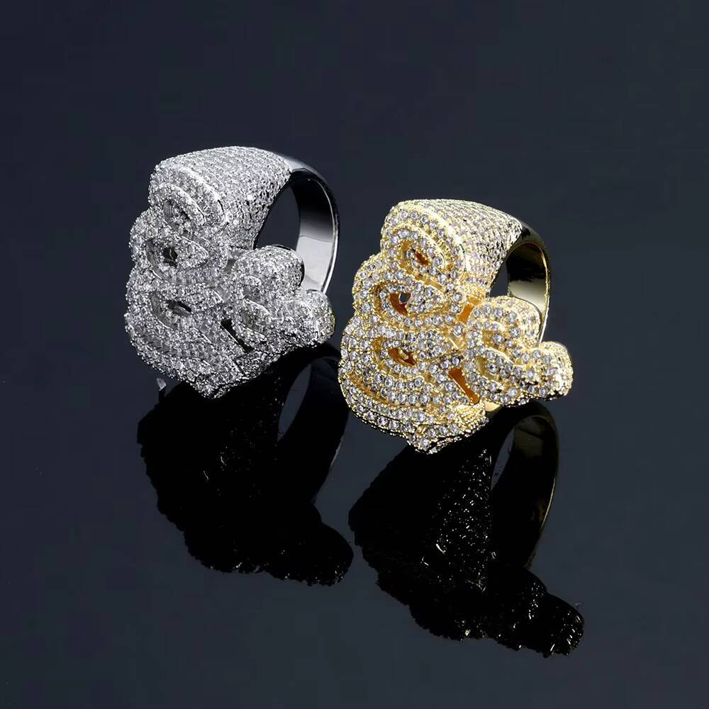 NUOYA New Design Iced Out Diamond Allah Ring Hip Hop Jewelry Fashion Silver Gold Plated Fire Ring for Men Women