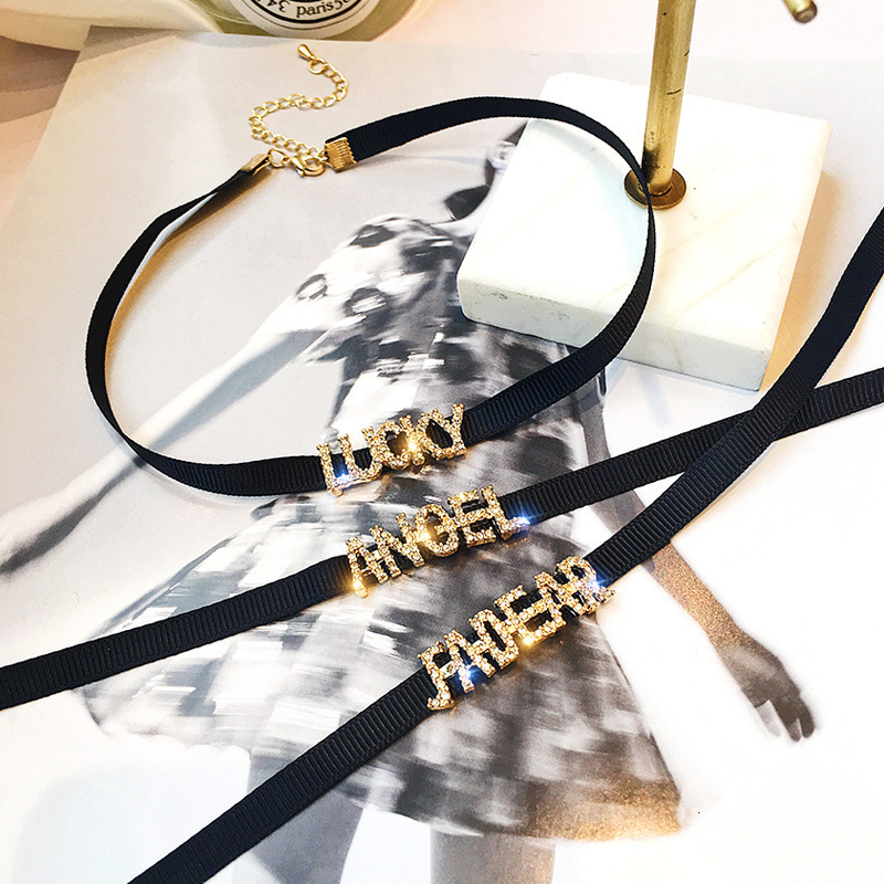Beach Lady Pendant Black Letter Necklace For Women Collarbone Chain Trendy Cool Choker Designer Necklace Short Neck Chain Vintage Layered Necklace