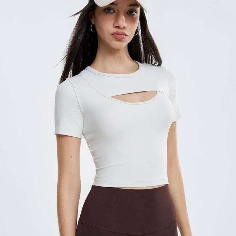 Women's Sports Yoga Tops Hollow Out Ultra High Stretch T-Shirt Short Sleeve Summer