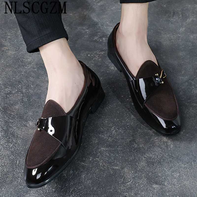 Patent Leather Loafers Men Dress Shoes Leather Italian Oxford Shoes for Men Wedding Dress Formal Slip-on Shoes Men Off 2025 Y250730