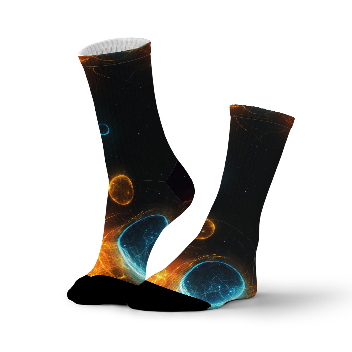 Space Themed Glowing Circles Print Blend Unisex Tube Designer Socks C101