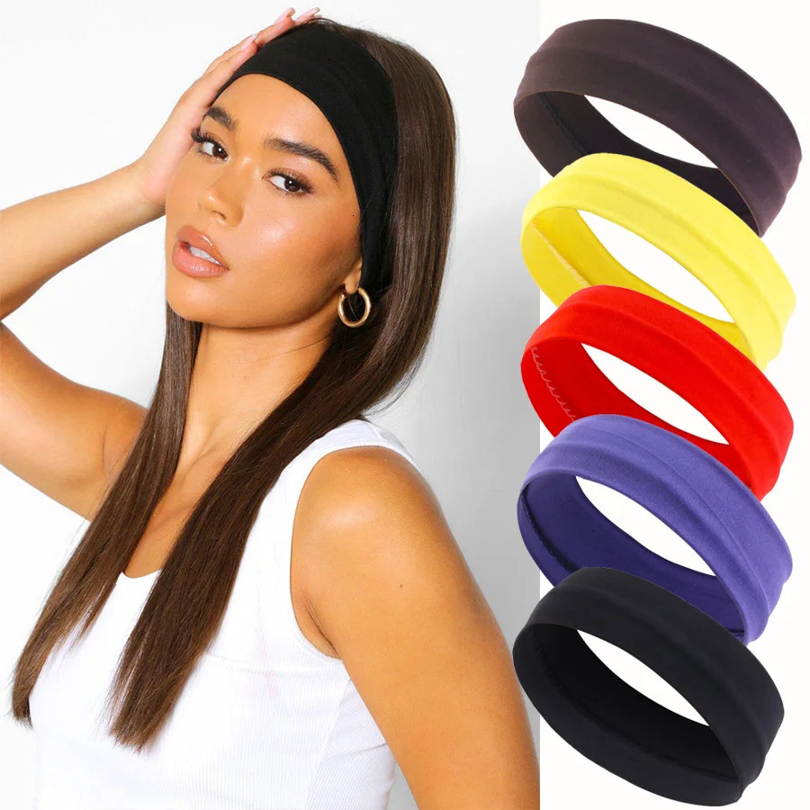 2025 Fashion Summer Sports Headband Men Women Solid Running Absorb Sweat Hair Bands Yoga Stretch Fitness Hairbands 250716
