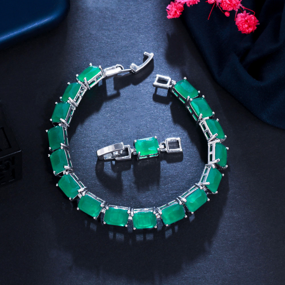 2025 Choucong Top Sell Women Fashion Jewelry 18K White Gold Fill Multi Color Princess Cut 5A Zircon CZ Diamond Elegant Lady Wedding Bridal Rectangle B