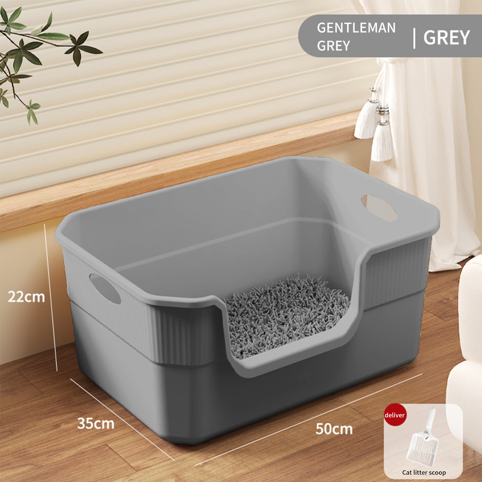 Extra large semi enclosed splash proof cat litter box cat toilet open box pet supplies