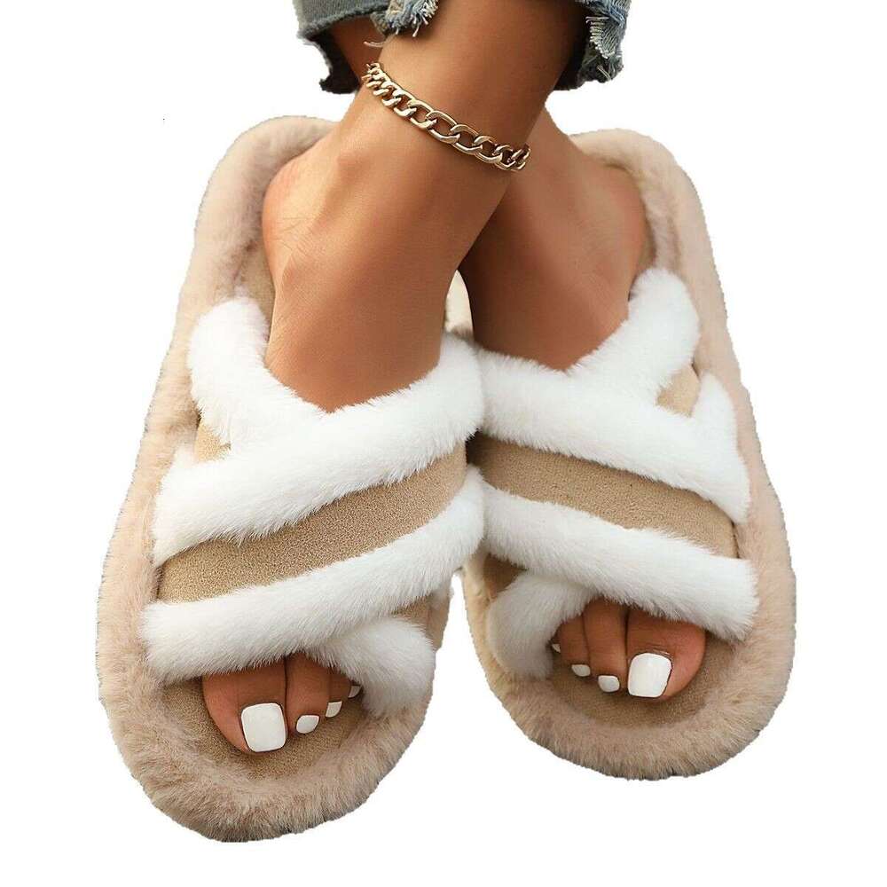 Hot-Selling Furry for Women, Autumn and Winter Outdoor Non-Slip Indoor Thick-Soled Home Fuzzy Maternity Cotton Slippers