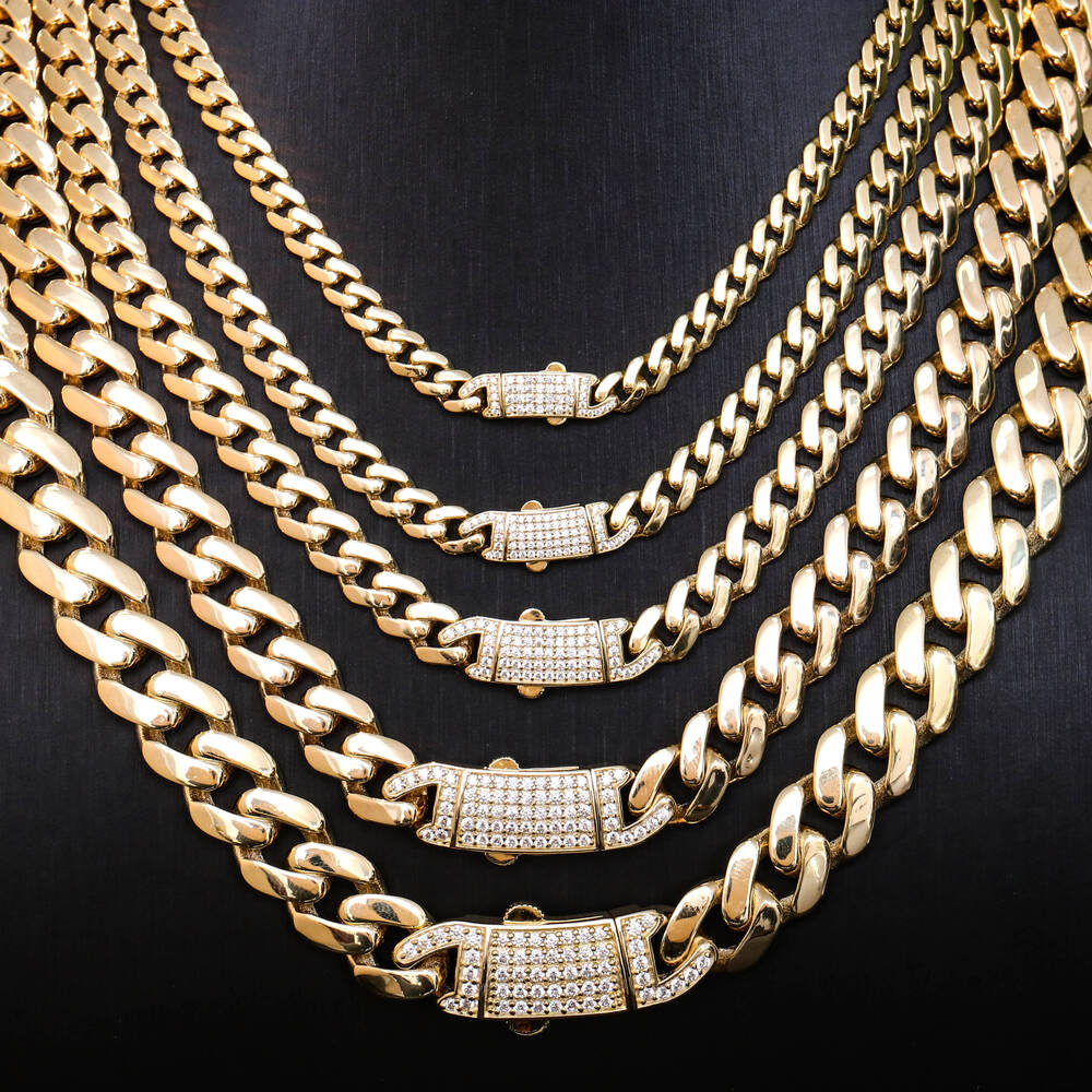 Fine Jewelry 5mm 6mm 8mm 10mm 12mm 15mm 10K Gold Cuban Link Chain Miami Necklace Vvs Moissanite Jewelry for Men