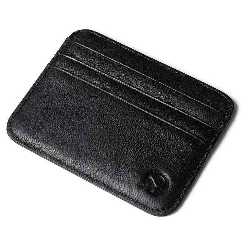 Retro First Layer Cowhide Bag With 7 Slot Super Thin 100% Real Leather Bank Card Holder Coin Purse Sort Wallet