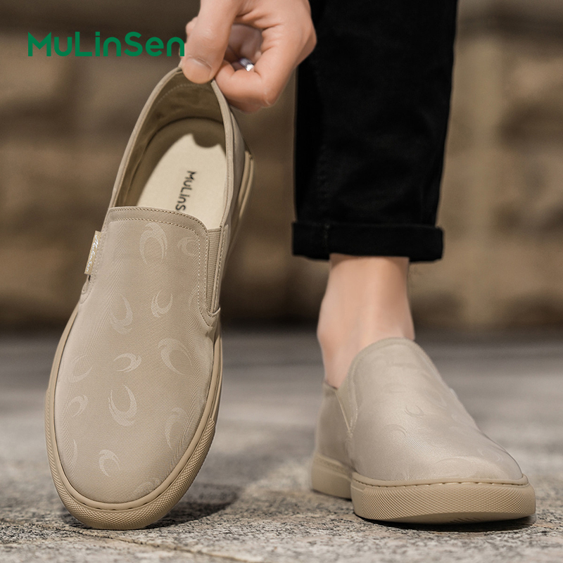 Mulinsen men's slip-on shoes, soft-soled Old Beijing cloth shoes, summer breathable canvas shoes, casual slip-on shoes