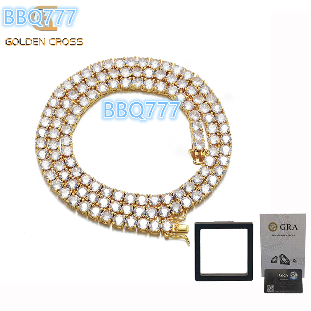 High Quality S925 Silver Hip Hop Jewelry 5mm Mozambique Tennis Chain Premium Moissanite Necklaces