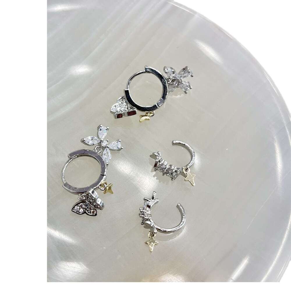 Super Fairy Micro Inlaid Dynamic Butterfly Star Cuff for Women, Niche Light Elegant Simple Versatile Bone Clip Ear Jewelry 1da