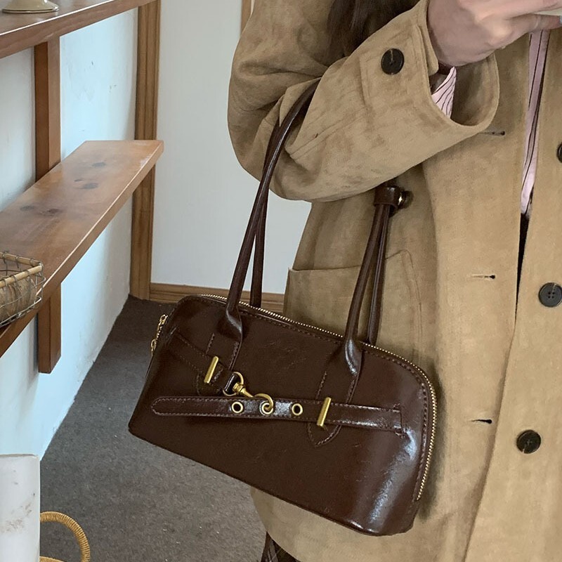Designer Bag Vintage Handheld Commuter Luxury Bag Bag For Women, Autumn 2025 New Trend Korean Style Niche Underarm Bag, Large Capacity Bowling Ball Ba