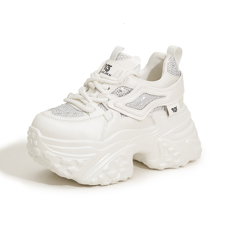 Platform Dad Sneakers for Women 2025 Spring New Rhinestone Fashion Hidden Heel Women's Versatile Sports Casual Shoes ddmysaturn