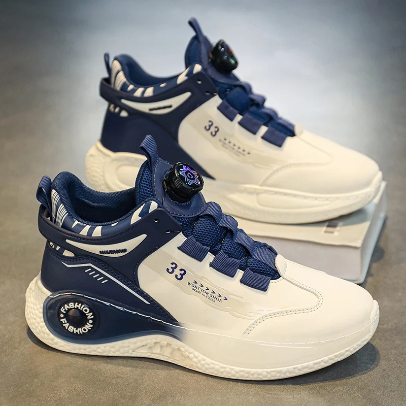 Mens Sneakers with Rotating Buckle Comfy Non Slip Lace up Durable Shoes for Mens Outdoor Activities 250725