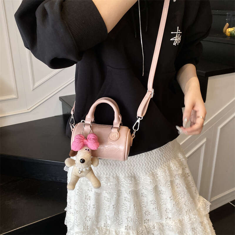 Trendy Fashionable Unique Mini Handheld Cylinder Coin Purse Korean Style Casual Design Sweet Crossbody Bag