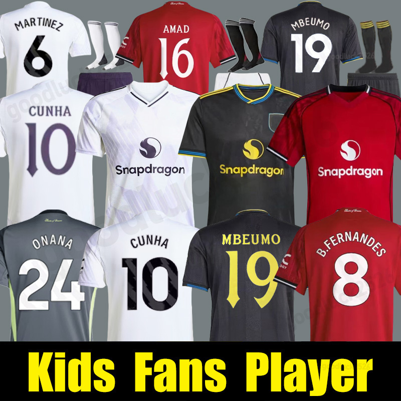 2025 AMAD CUNHA DE LIGT HOJLUND MAINOO MOUNT football shirt Soccer Jersey Pre match 2025 2026 MARTINEZ CASEMIRO FERNANDES 24 25 26 men kids kit set FANS Player YORO