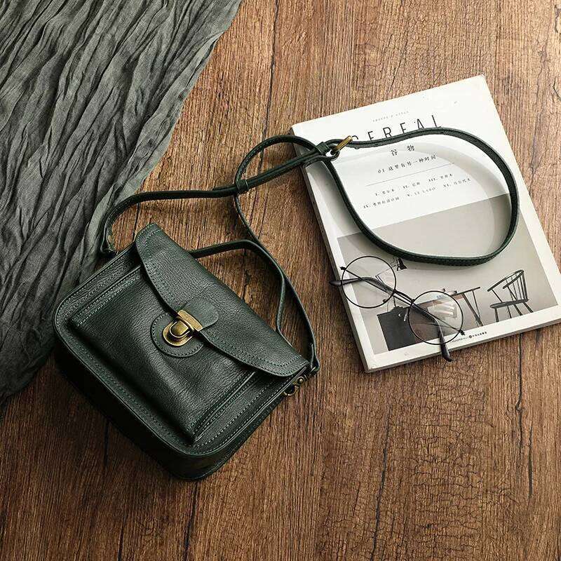 Style Full Grain Leather Messenger bag For Woman Lady Handbags Outdoor Shoulder Bag Anti Theft Female Totes Soft Cowskin