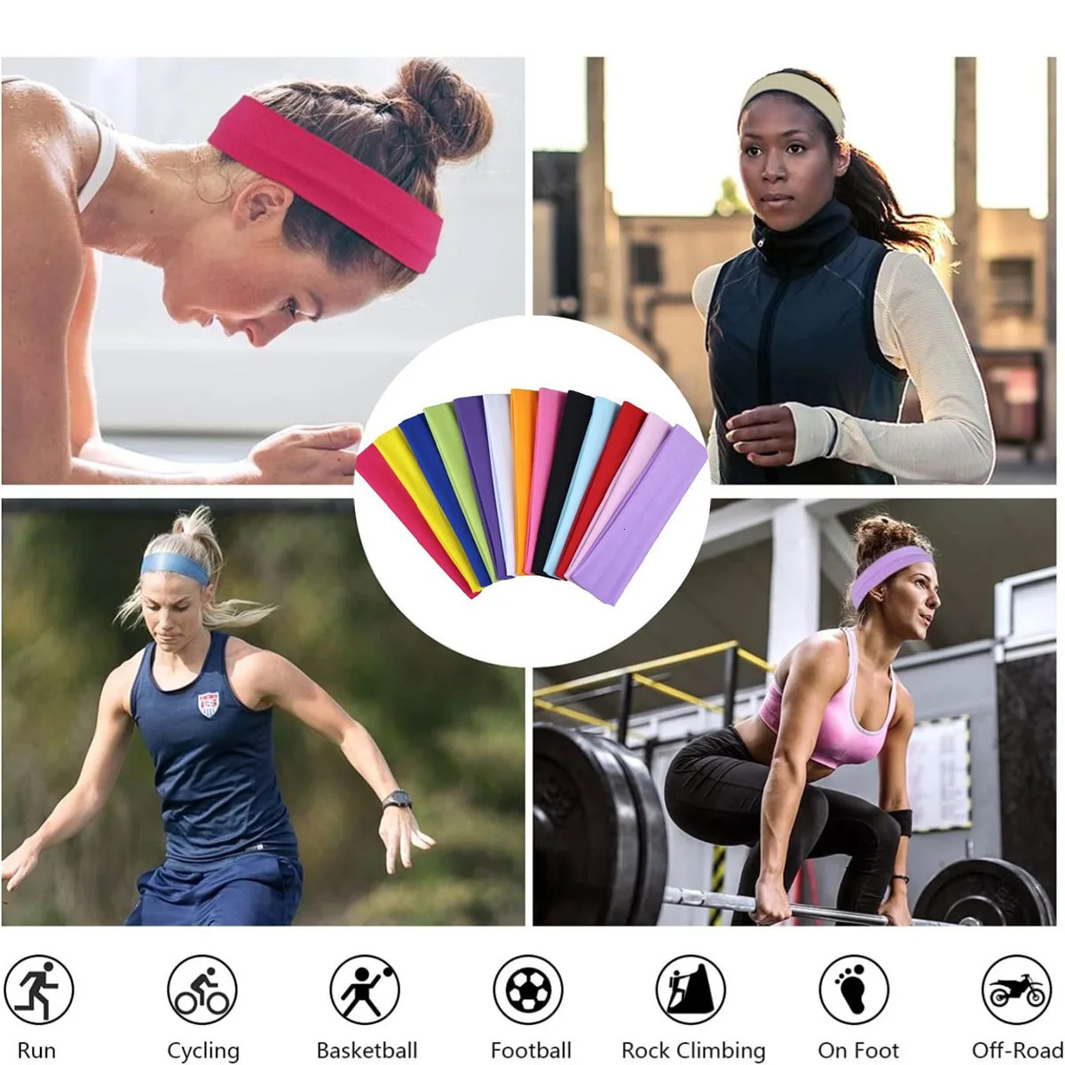 2025 Fashion Summer Sports Headband Men Women Solid Running Absorb Sweat Hair Bands Yoga Stretch Fitness Hairbands 250716