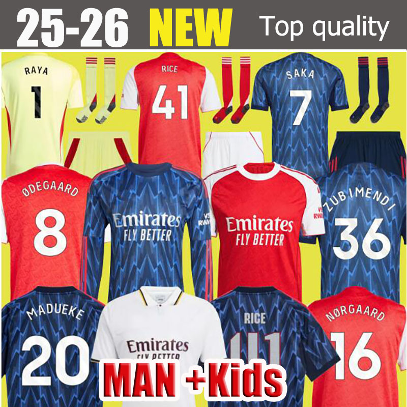 25 26 DOWMAN SAKA ZUBIMENDI GYOKERES soccer jerseys Fans Player version ODEGAARD HAVERTZ LEWIS-SKELLY 2025 football shirt Men Kids sets RICE MADUEKE top kit jersey