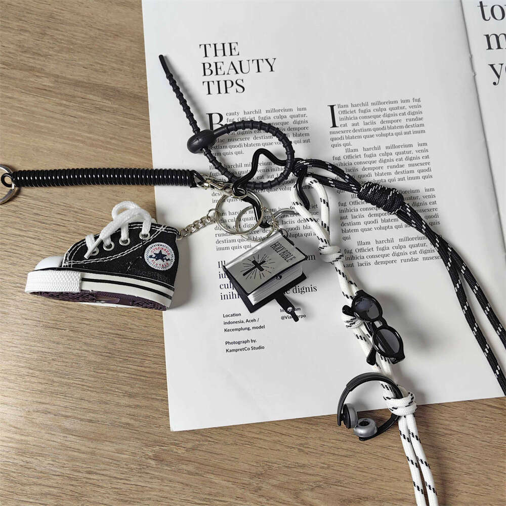 INS Canvas Shoe Keychain Bible Book Woven Strap Unisex Bag Pendant