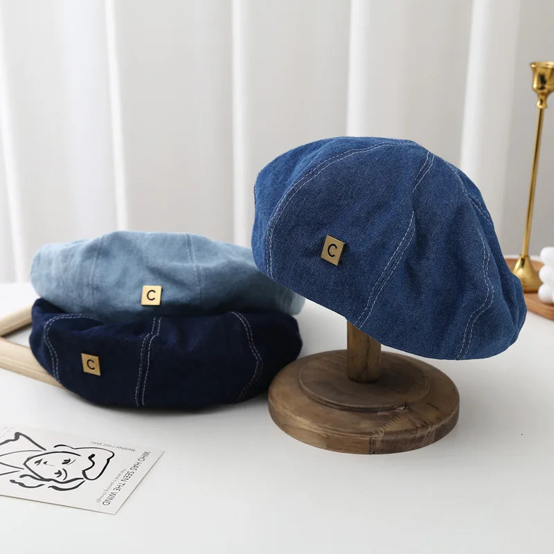 Womens Denim Beret Hat Jeans Berets Painter Hats Spring Beanie Hat Retro Octagonal Cap Female Ladies Outdoor Leisure Visor Caps 250729