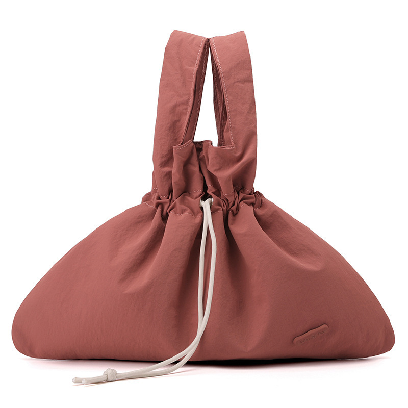 Colorful Fox New Women's Artistic Pastoral Handbag Solid Color Drawstring Commuter Bag ddmymoon